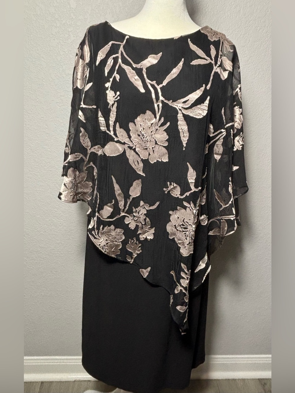 Scarlett Black Dress with Rose Gold Floral Overlay